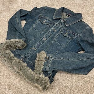 Dkny faux fur lined denim jacket y2k style